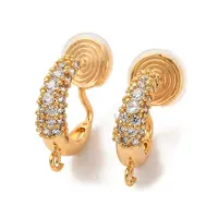Brass Micro Pave Clear Cubic Zirconia Clip-on Earring Findings