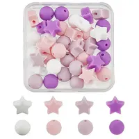 40Pcs 8 Style Food Grade Eco-Friendly Silicone Beads