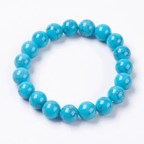 Natural Howlite Jade Beaded Stretch Bracelet