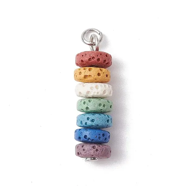 Natural Lava Rock Dyed Beaded Pendants