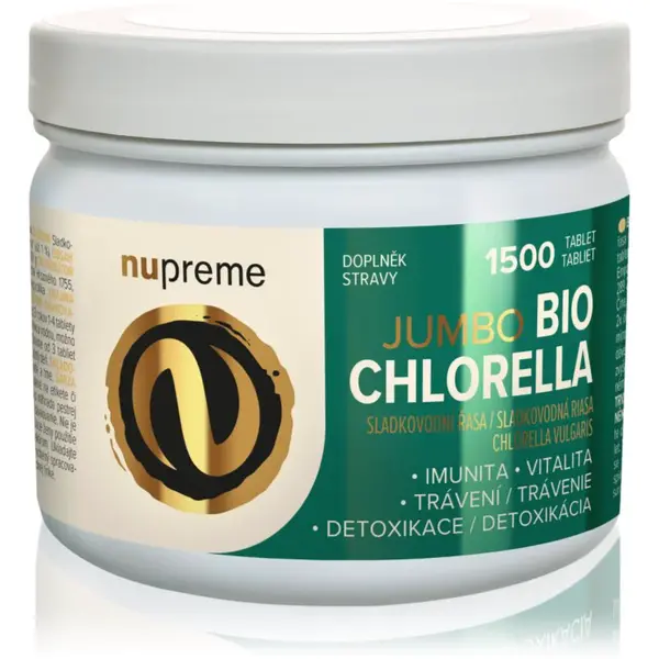 Nupreme Chlorella BIO tablety na podporu detoxikácie organizmu Jumbo 1500 tbl