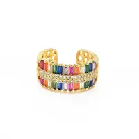 Brass Micro Pave Cubic Zirconia Cuff Rings for Women