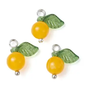 Natural Dyed White Jade Fruit Charms