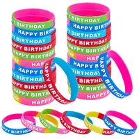 30Pcs 5 Colors Word HAPPY BIRTHDAY Silicone Cord Bracelets Set Wristband