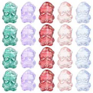 40Pcs Christmas Theme Transparent Glass Beads