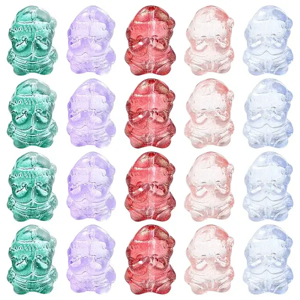 40Pcs Christmas Theme Transparent Glass Beads