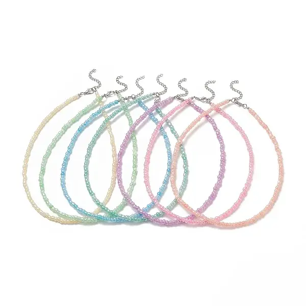 7Pcs 7 Color Glass Seed Beaded Necklaces Set for Women