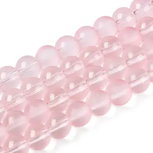 Frosted Transparent Glass Bead Strands