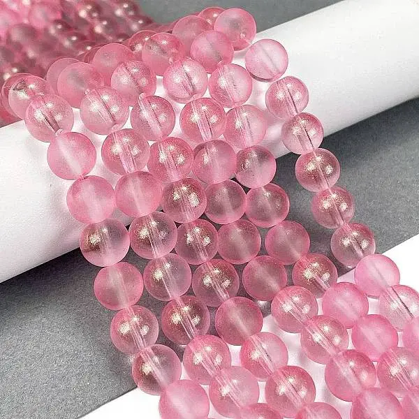 Frosted Transparent Glass Bead Strands