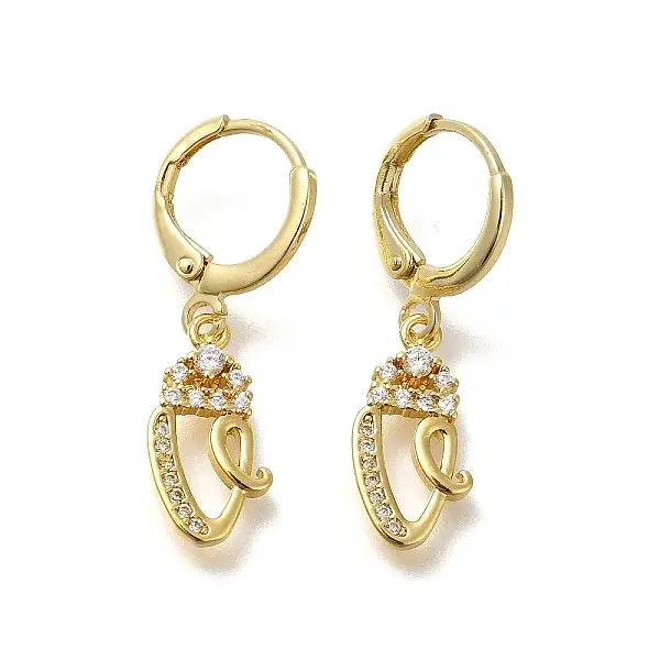 Brass Clear Cubic Zirconia Hoop Earrings