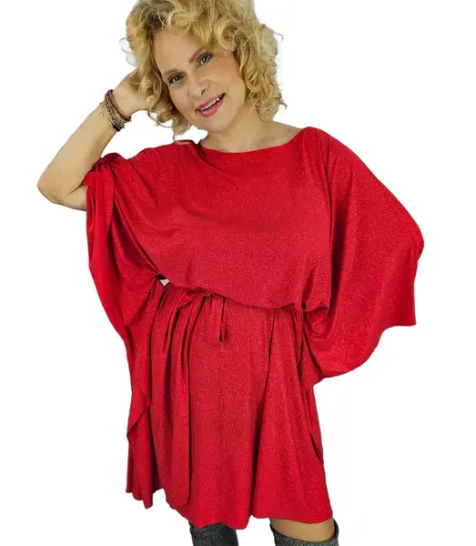 Pri Brocade Butterfly Tunic Dress tied at the waist ELENA