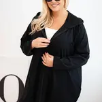 Kesi Dámská mikina Plus Size bavlněná s kapucí a zipem černá