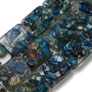 Dyed Natural Imperial Jasper with Resin Beads Strands