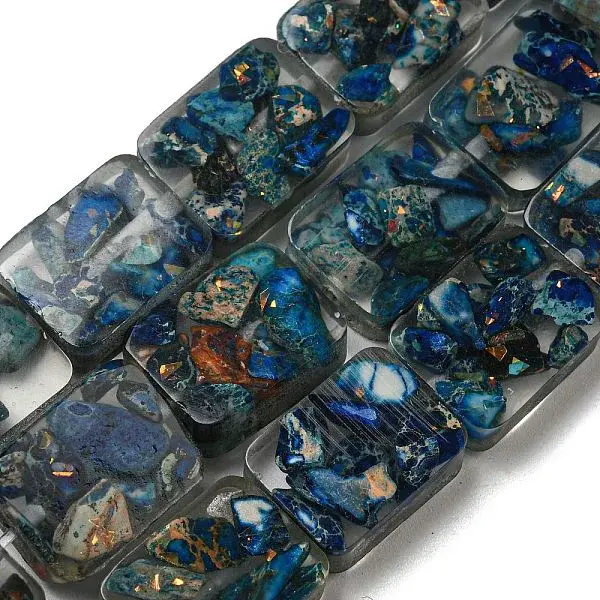 Dyed Natural Imperial Jasper with Resin Beads Strands