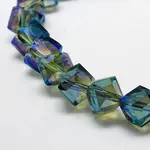 Full Rainbow Plated Crystal Glass Cube Beads Strands