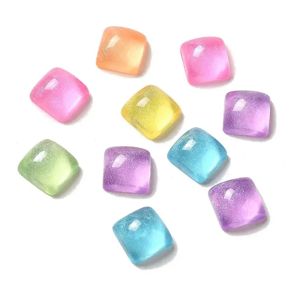 Transparent Resin Decoden Cabochons with Glitter Powder