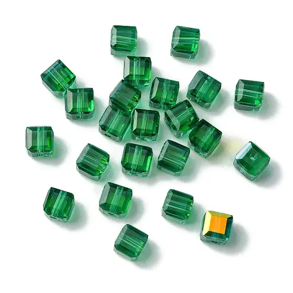 100Pcs Transparent Electroplate Glass Beads