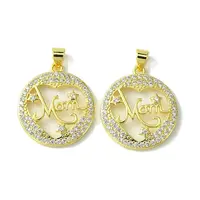 Mother's Day Brass Micro Pave Cubic Zirconia Pendants