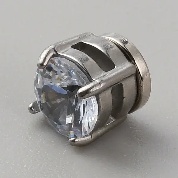 Clear Cubic Zirconia Flat Round Clip-on Earrings