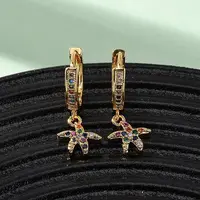 Starfish Brass Micro Pave Cubic Zirconia Hoop Earrings