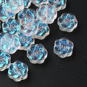 35Pcs Transparent Spray Painted Glass Beads