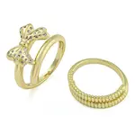 Bowknot Brass Micro Pave Clear Cubic Zirconia Open Cuff Double Rings