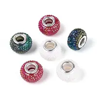 Large Hole Resin Rhinestone European Beads