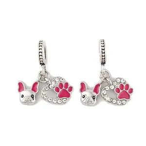 Rack Plating Alloy Crystal Rhinestone European Dangle Charms