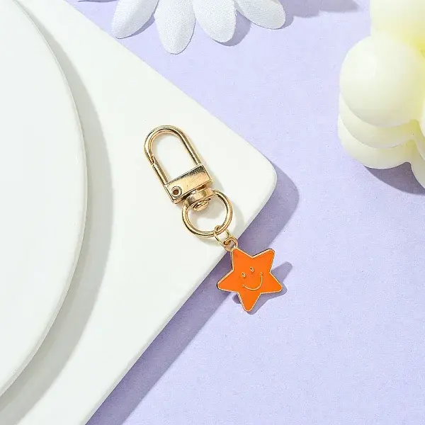 Star with Smiling Face Alloy Enamel Pendant Decorations