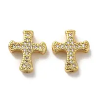 Brass Micro Pave Cubic Zirconia Beads