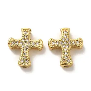 Brass Micro Pave Cubic Zirconia Beads