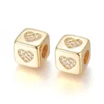 Brass Micro Pave Cubic Zirconia European Beads