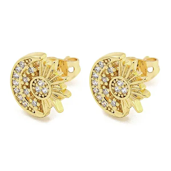 Brass Micro Pave Cubic Zirconia Ear Studs