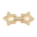 Rack Plating Brass Micro Pave Clear Cubic Zirconia Fold Over Clasps