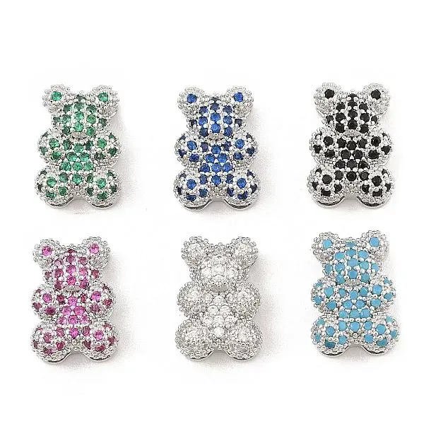 Brass Micro Pave Cubic Zirconia Slide Charms