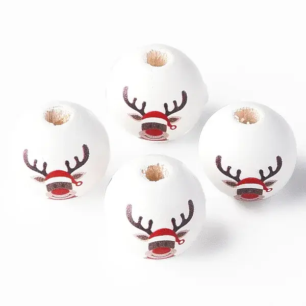 Painted Natural Wood Beads