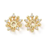 Brass Micro Pave Clear Cubic Zirconia Bead Caps