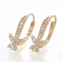 Brass Cubic Zirconia Leverback Earring Findings