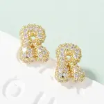 Brass Micro Pave Cubic Zirconia Stud Earrings