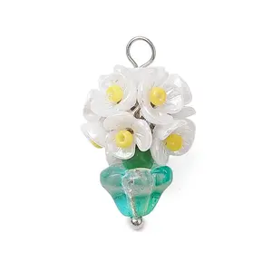 Glass Seed Beaded Flowerpot Pendants