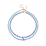 2Pcs 2 Style Resin Evil Eye & Glass Seed Beaded Necklaces Set for Women