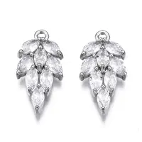 Brass Inlaid Clear Cubic Zirconia Pendants