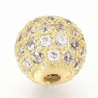 Brass Micro Pave Cubic Zirconia Beads