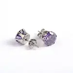 Flat Round 304 Stainless Steel Cubic Zirconia Stud Earrings
