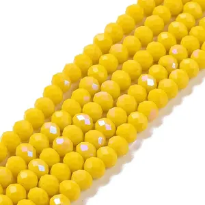 Electroplate Opaque Solid Color Glass Beads Strands