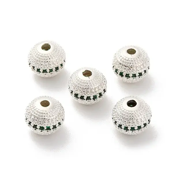 Brass Micro Pave Cubic Zirconia Beads