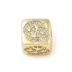 Brass Micro Pave Clear Cubic Zirconia European Beads