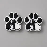 Paw Print Food Grade Eco-Friendly Silicone Focal Beads