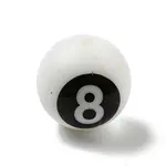 Round with Black Number 8 Silicone Focal Beads
