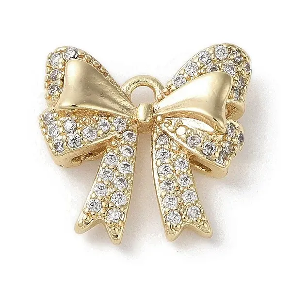 Brass Micro Pave Clear Cubic Zirconia Charms